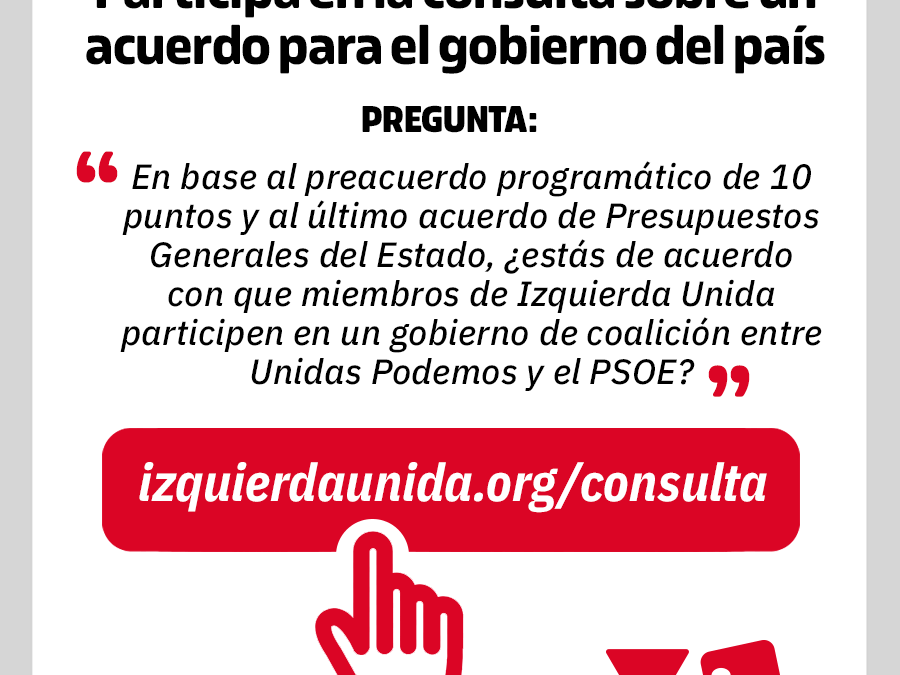 Llamamos a la participación en el referéndum sobre la entrada de IU en el Gobierno de España