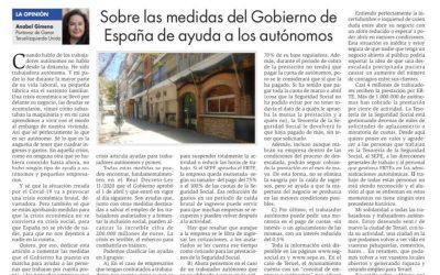 Sobre las medidas del gobierno de España de ayuda a los autónomos