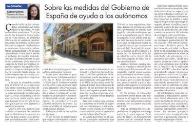 Sobre las medidas del gobierno de España de ayuda a los autónomos