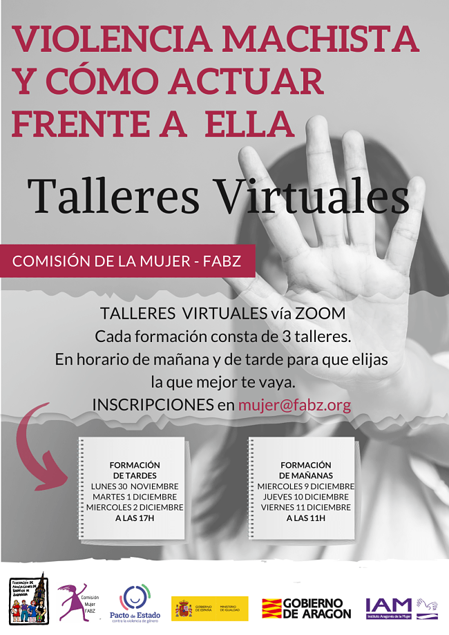 Talleres virtuales: Violencia machista y cómo actuar frente a ella