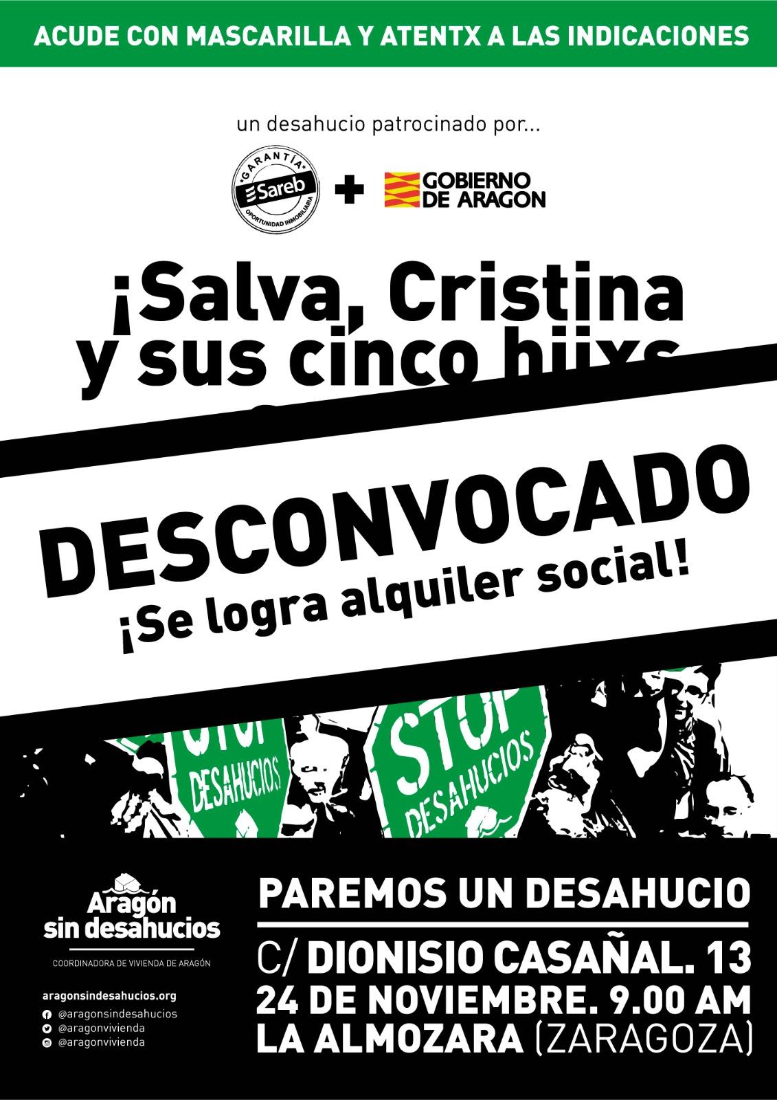 Desahucio desconvocado: se logra alquiler social aunque fuera de Zaragoza