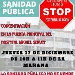 Concentración por la sanidad pública en el Miguel Servet