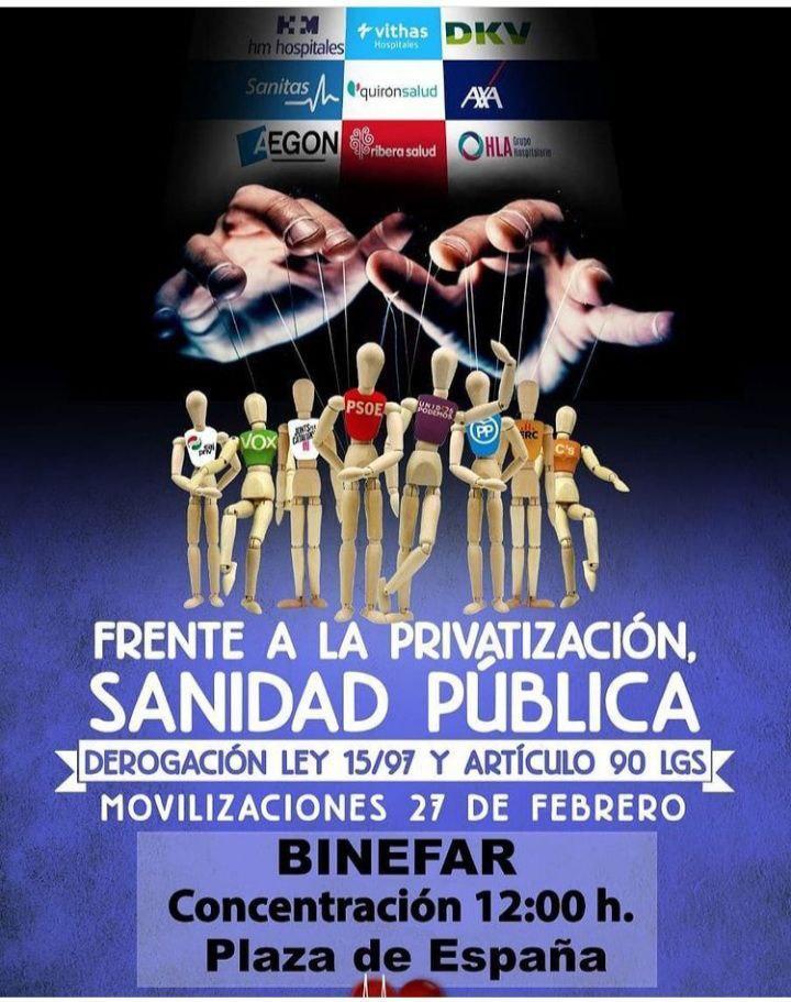 Concentración por la sanidad pública: Binéfar