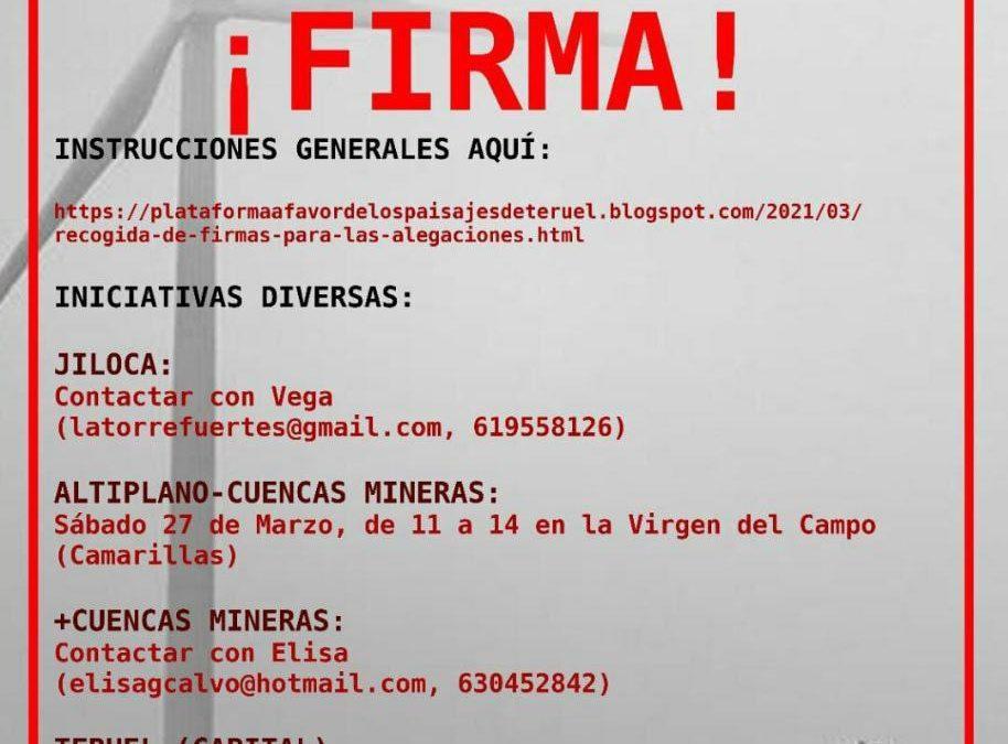 Recogida de firmas para las alegaciones a los proyectos eólicos