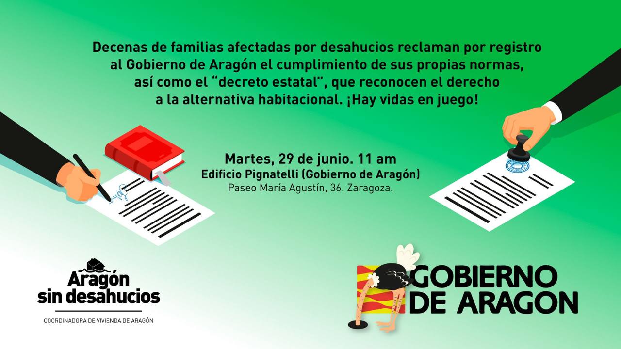 Reclama al Gobierno de Aragón tu derecho estatal a una alternativa habitacional
