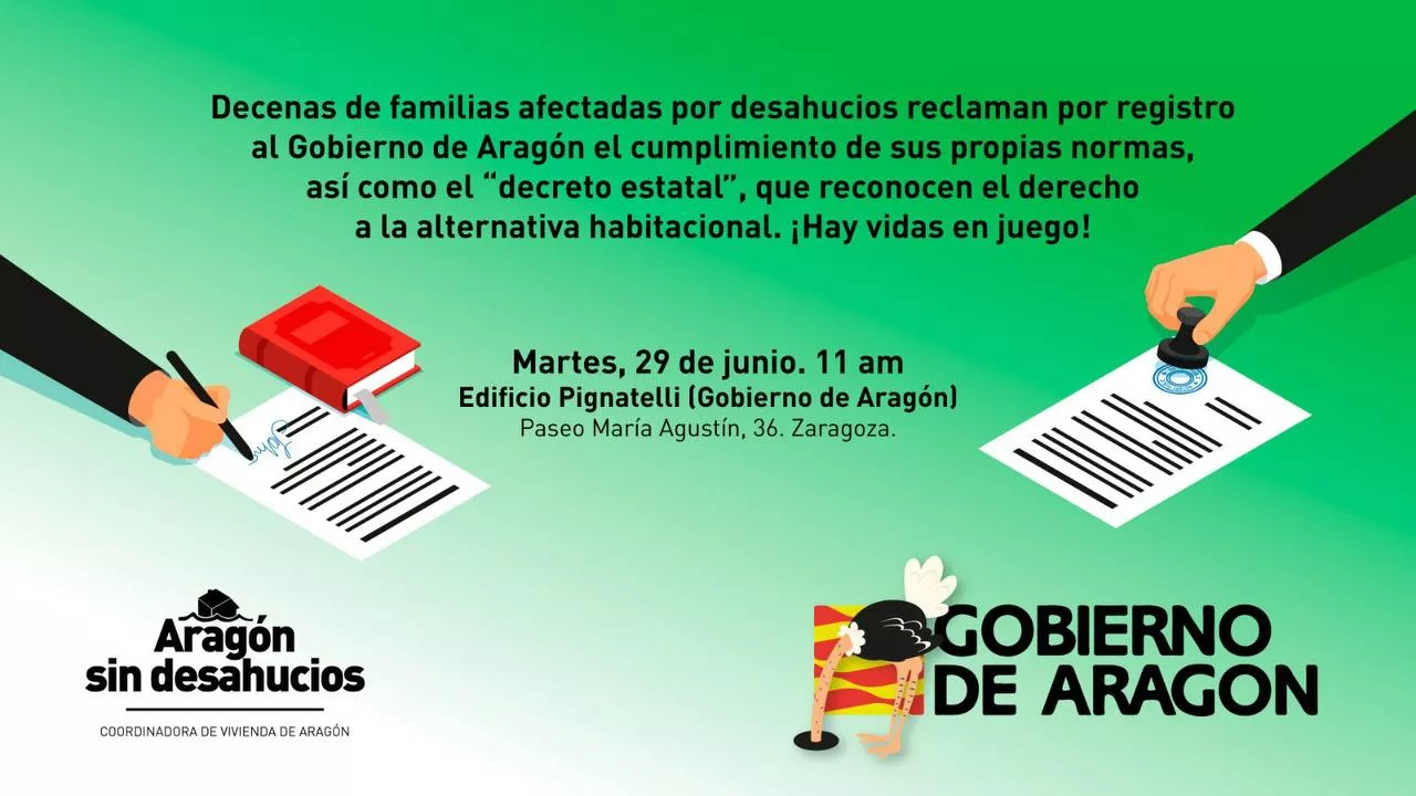 Reclama al Gobierno de Aragón tu derecho estatal a una alternativa habitacional