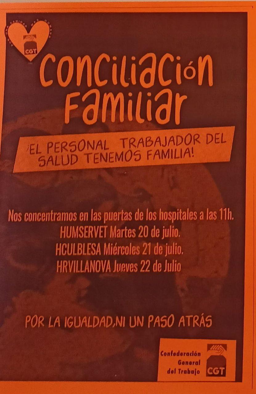 Concentraciones por el derecho a la conciliación familiar de los trabajadores/as del Salud