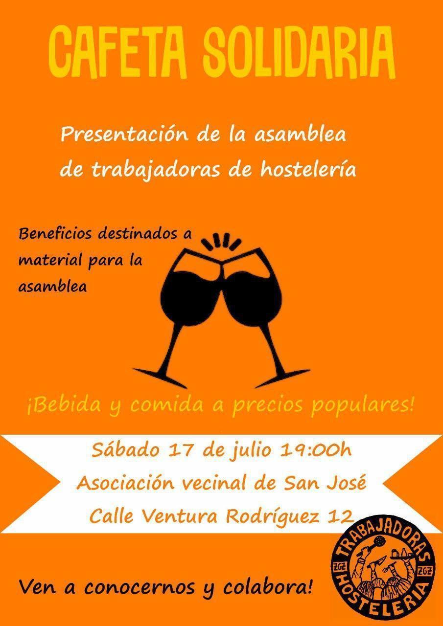 Cafeta Solidaria. Presentación de la Asamblea de trabajadores de hostelería