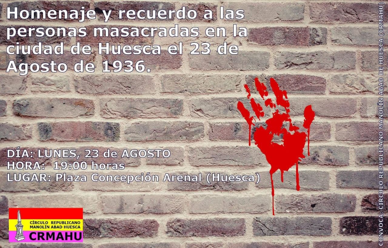 Homenaje y recuerdo de las personas fusiladas el 23/8/1936 en Huesca