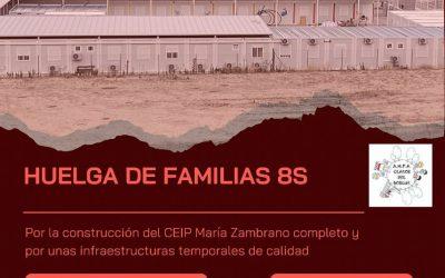Apoyamos la huelga convocada por las familias para exigir la construcción del colegio María Zambrano