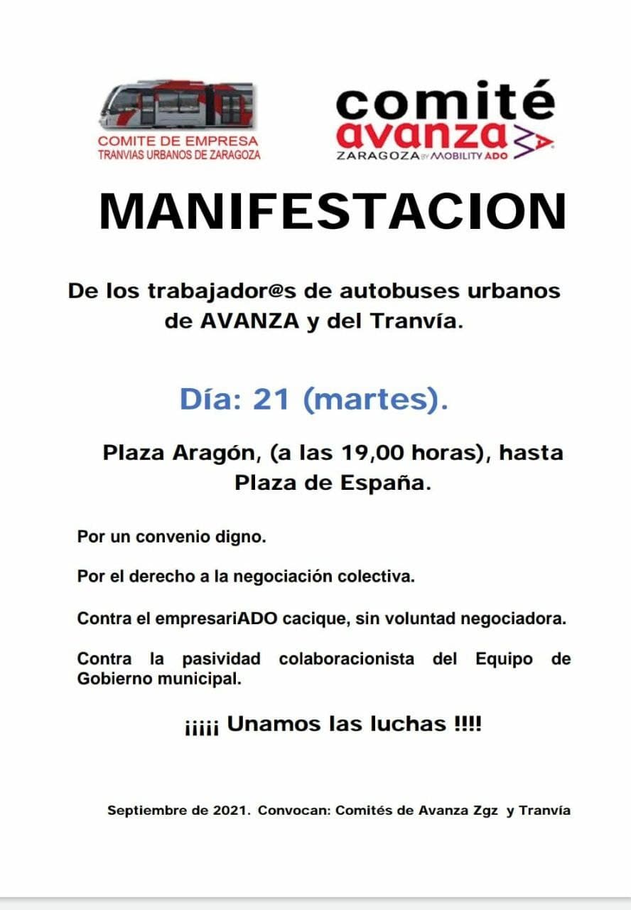 Manifestación de la plantilla de AVANZA y del tranvía