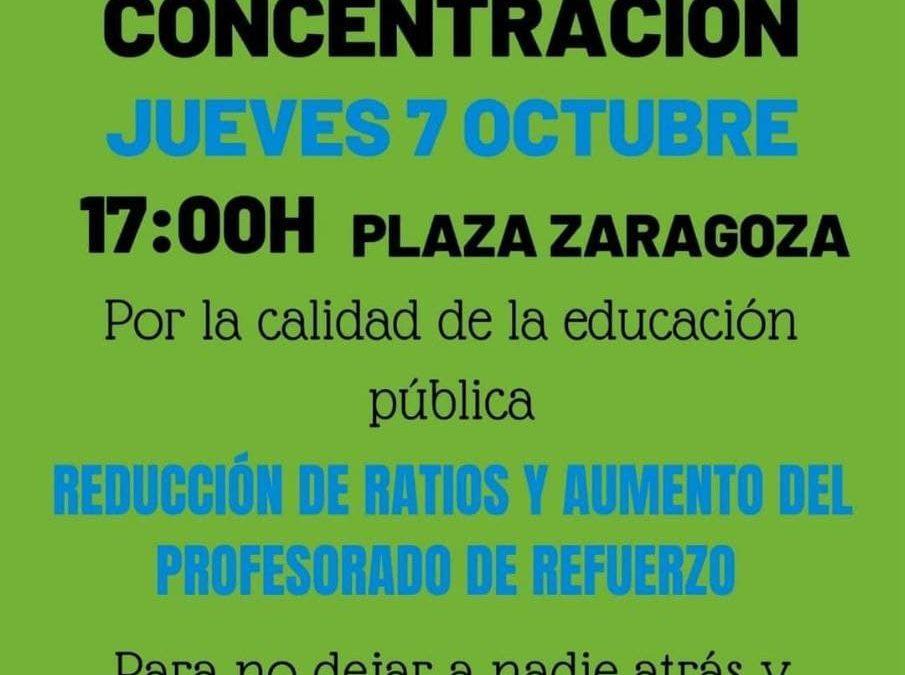 Concentración por la reducción de ratios y aumento de profesorado de refuerzo