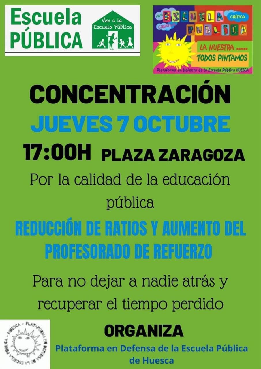 Concentración por la reducción de ratios y aumento de profesorado de refuerzo