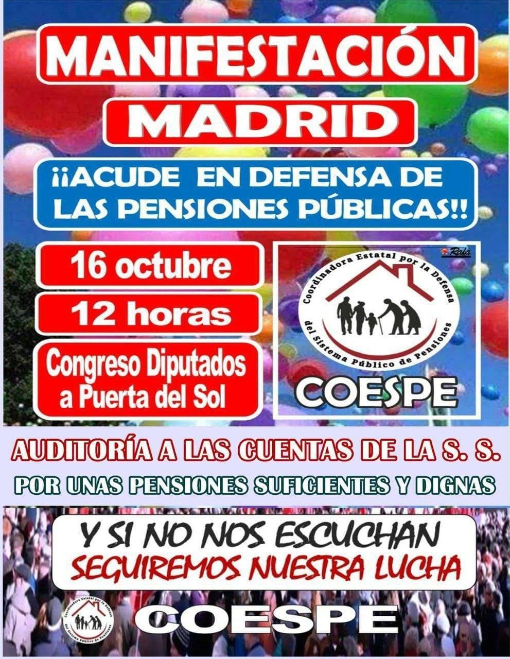 Manifestación Madrid: por unas pensiones suficientes y dignas
