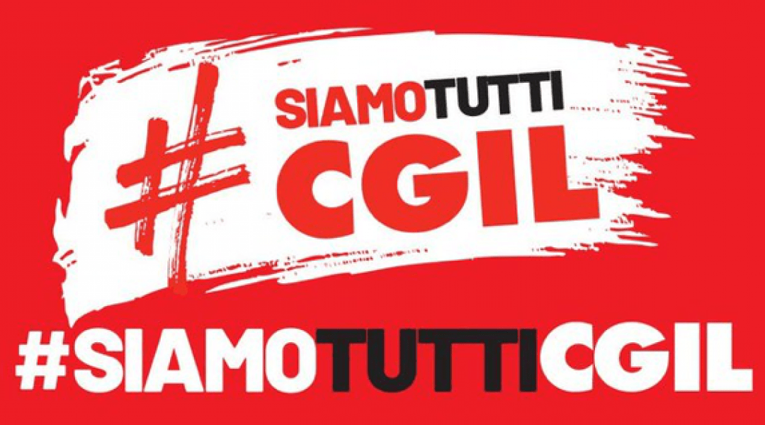 Concentración en apoyo al CGIL italiano