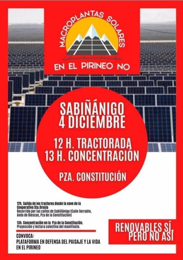 Tractorada y concentración Macroplantas Solares en el Pirineo NO