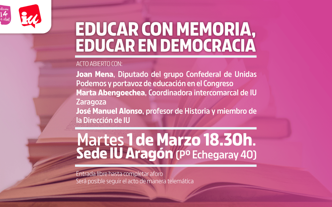 Acto abierto: ‘Educar con memoria, educar en democracia’