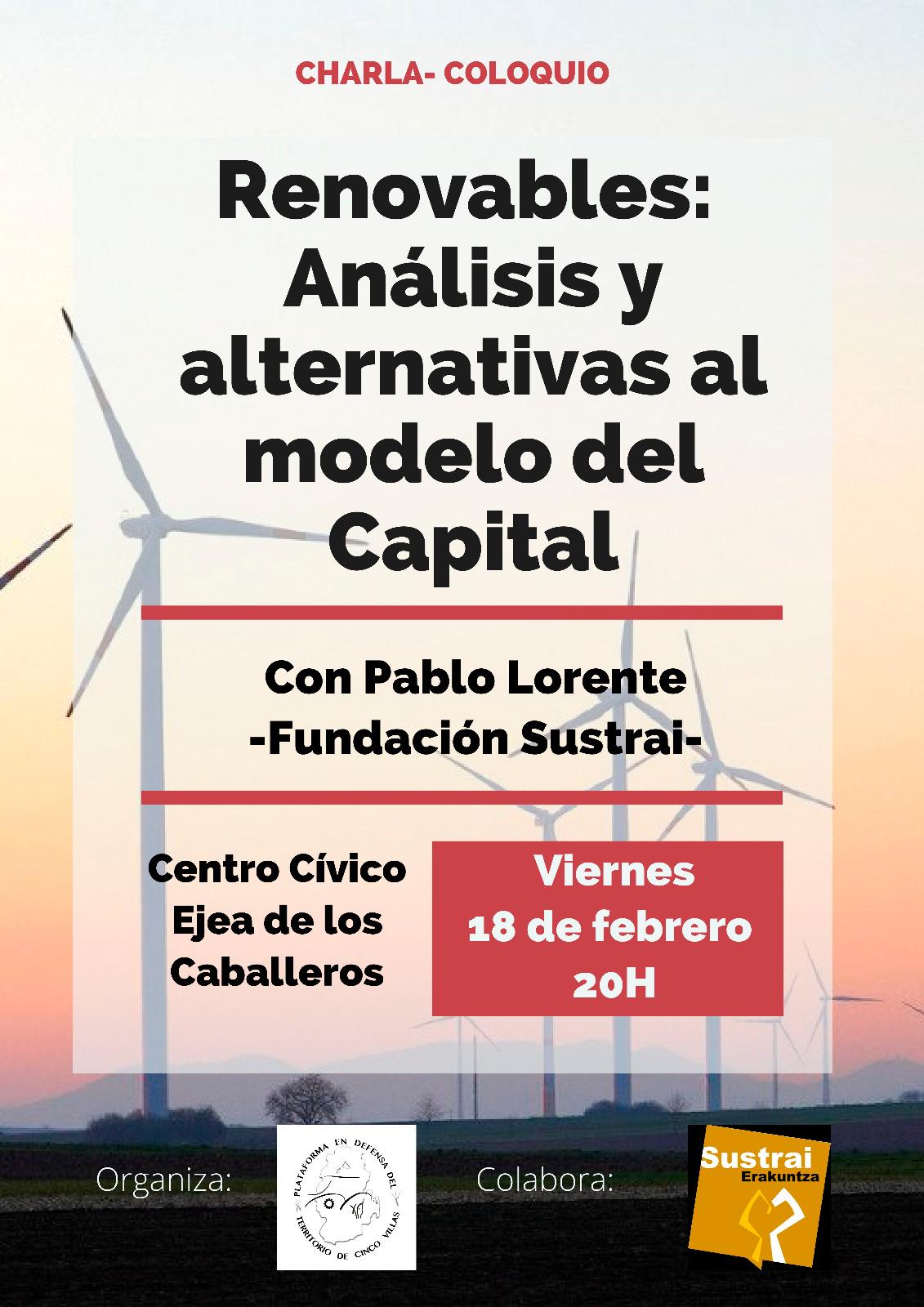 Charla-coloquio: Renovables, análisis y alternativas al modelo del Capital