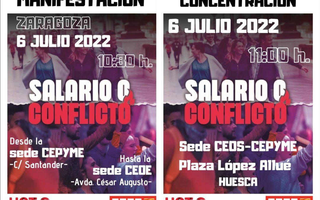 ‘Salario o conflicto», movilizaciones convocadas por CCOO y UGT ante la patronal