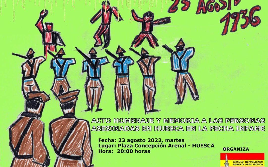 Acto homenaje y memoria a las personas asesinadas en Huesca en la fecha infame