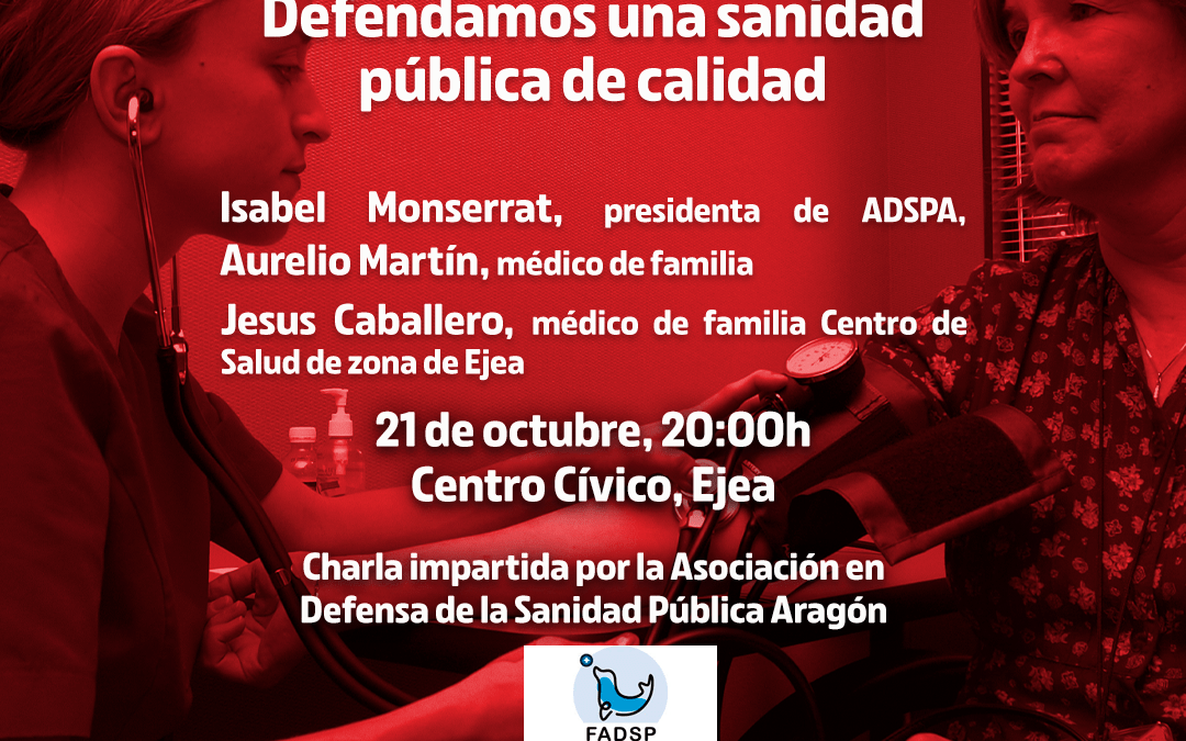 IU Ejea y Pueblos organiza una charla sobre la necesidad de defender la Atención Primaria y la Sanidad Pública