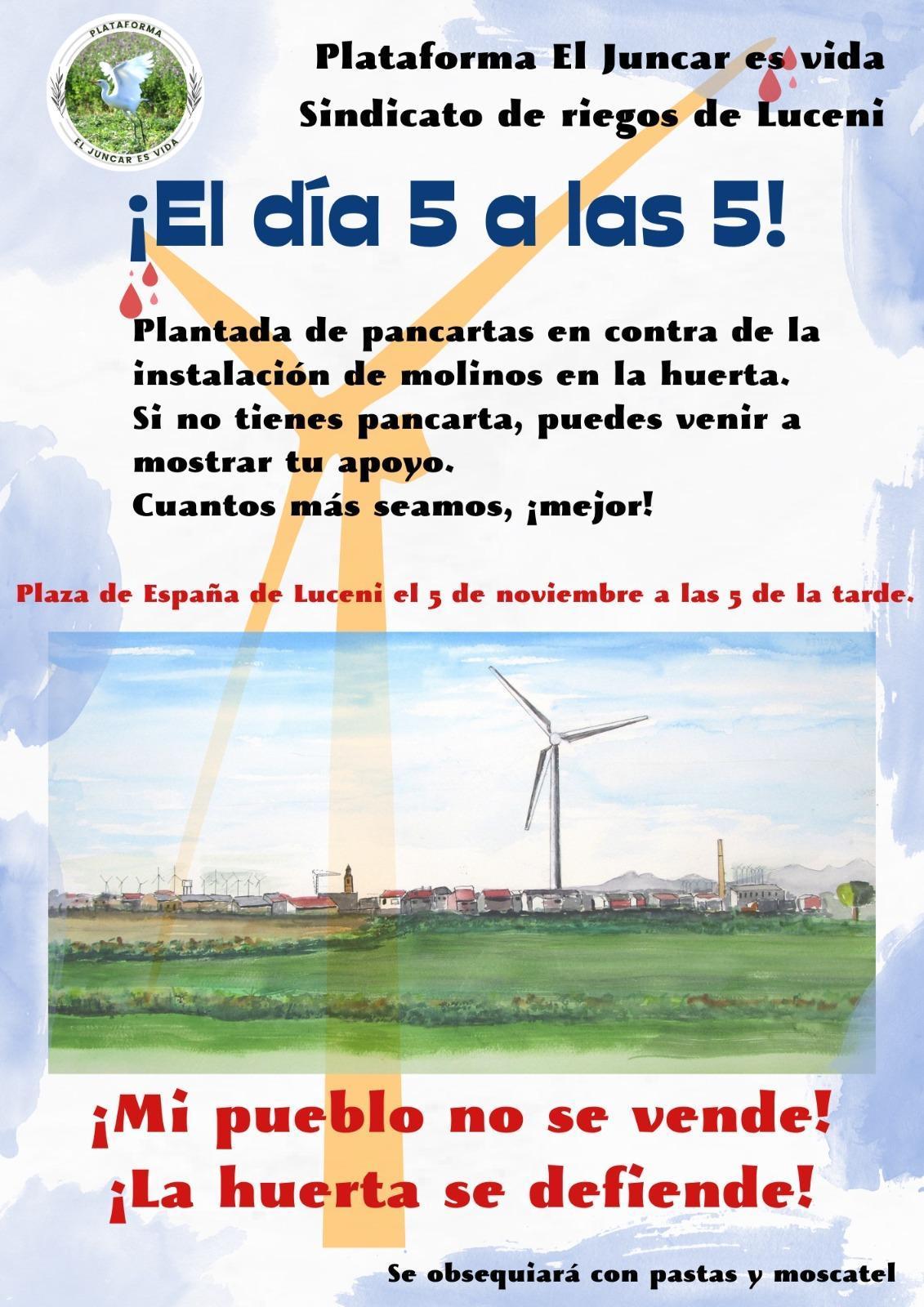 Concentración contra la instalación de molinos en Luceni