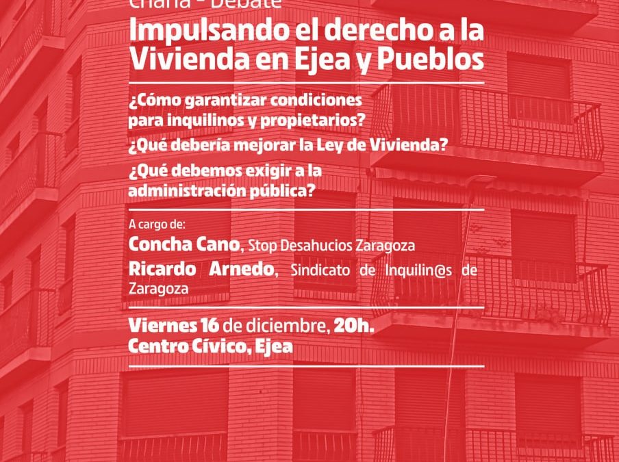 IU Ejea y Pueblos organiza este viernes una charla sobre el derecho a la Vivienda