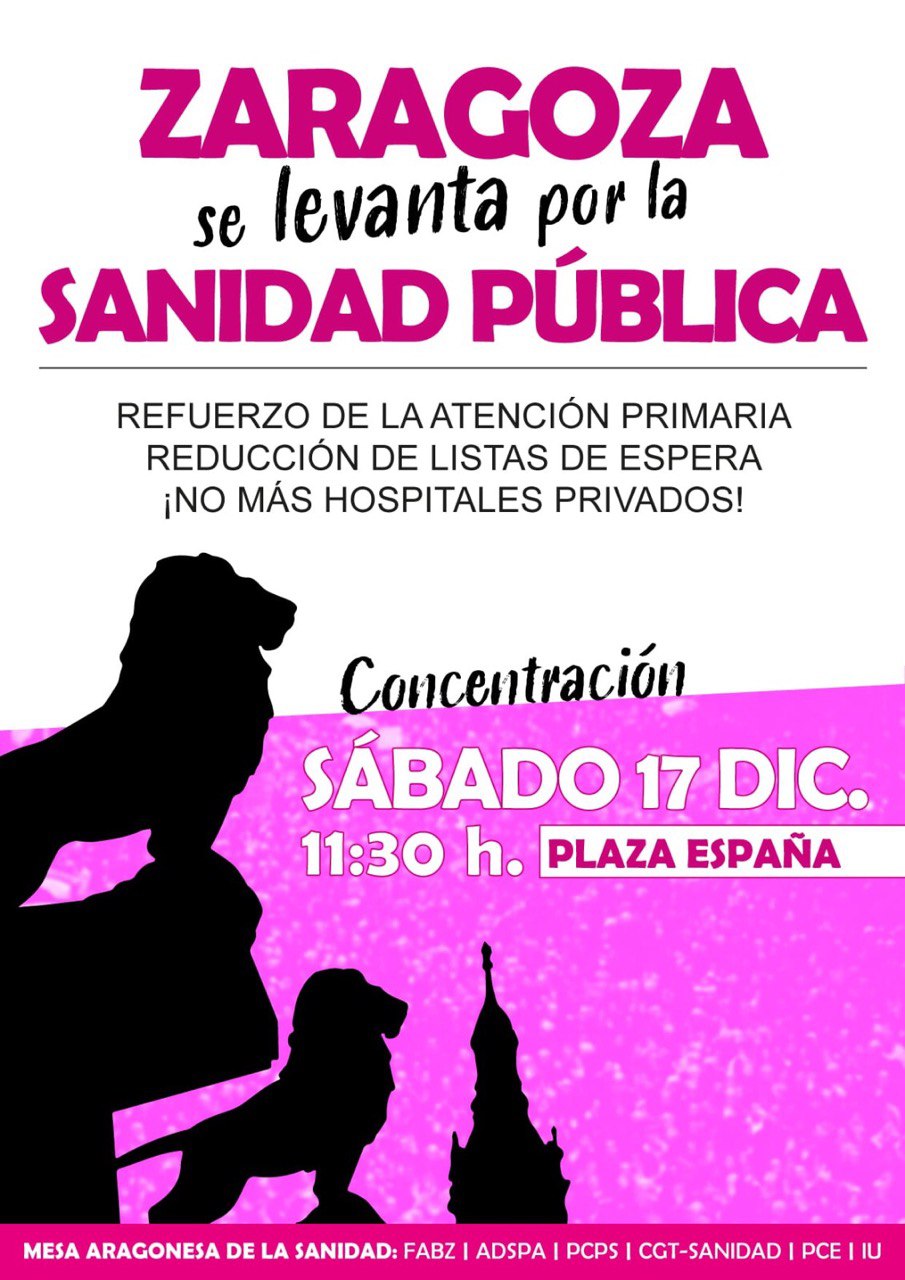 Zaragoza se levanta por la Sanidad Pública