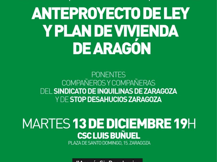 Charla-informativa Debate anteproyecto de ley y Plan de Vivienda de Aragón