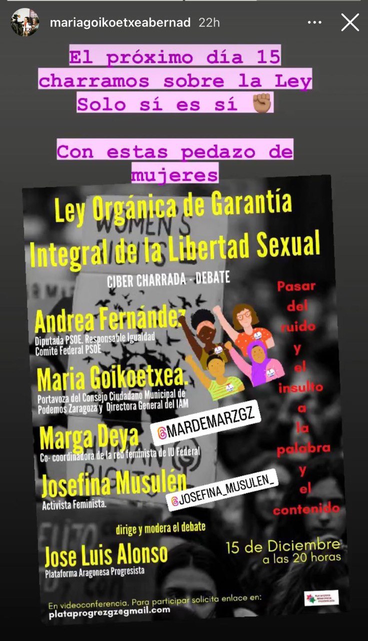 Ciber charrada sobre la Ley Orgánica de Garantía Integral de la Libertad Sexual