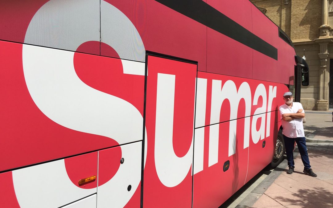 ELECCIONES 23-J/ El autobús de SUMAR llega a Huesca
