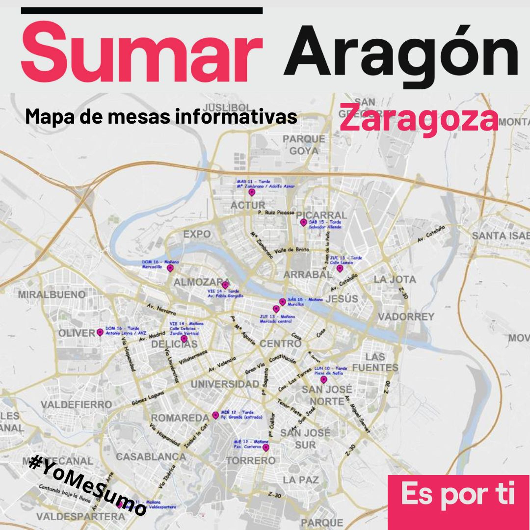 Mesas informativas SUMAR en Zaragoza