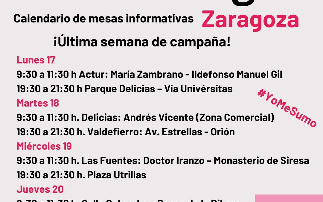 Mesas informativas SUMAR en Zaragoza
