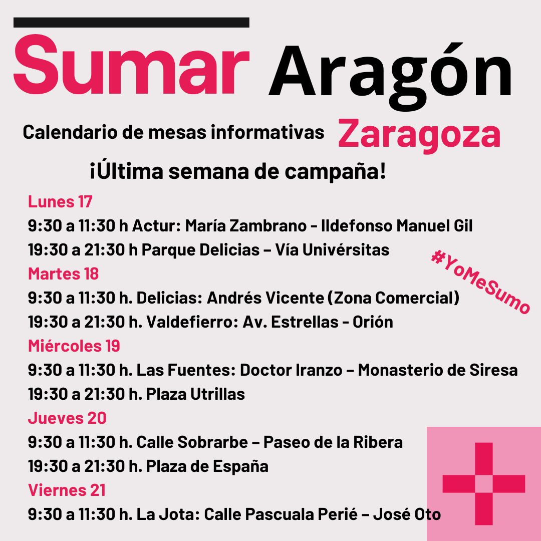Mesas informativas SUMAR en Zaragoza