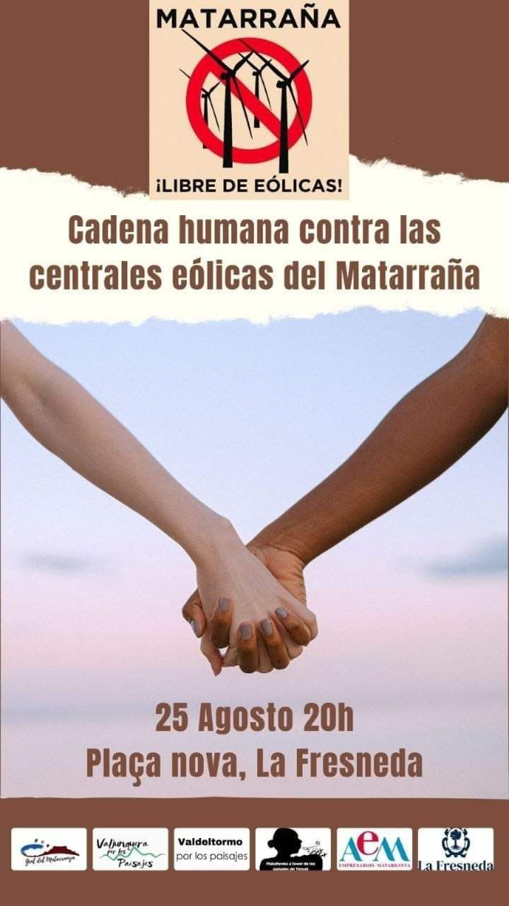Cadena humana contra las centrales eólicas del Matarraña