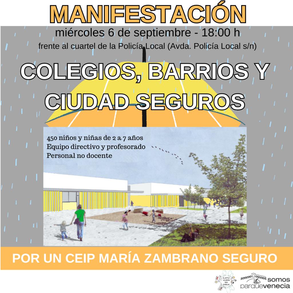 Manifestación de las familias del colegio María Zambrano por un centro y un barrio seguros