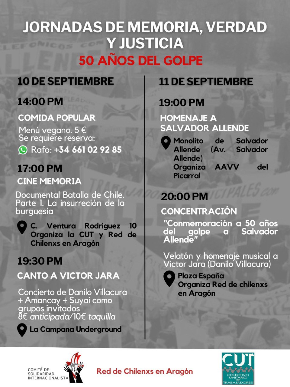 Jornadas de Memoria, Verdad y Justicia: 50 años de golpe en Chile
