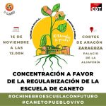Concentración a favor de la regularización de la escuela de Caneto