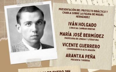 La Fundación 14 de Abril presenta en Binéfar su propuesta de actividad escolar sobre Miguel Hernández