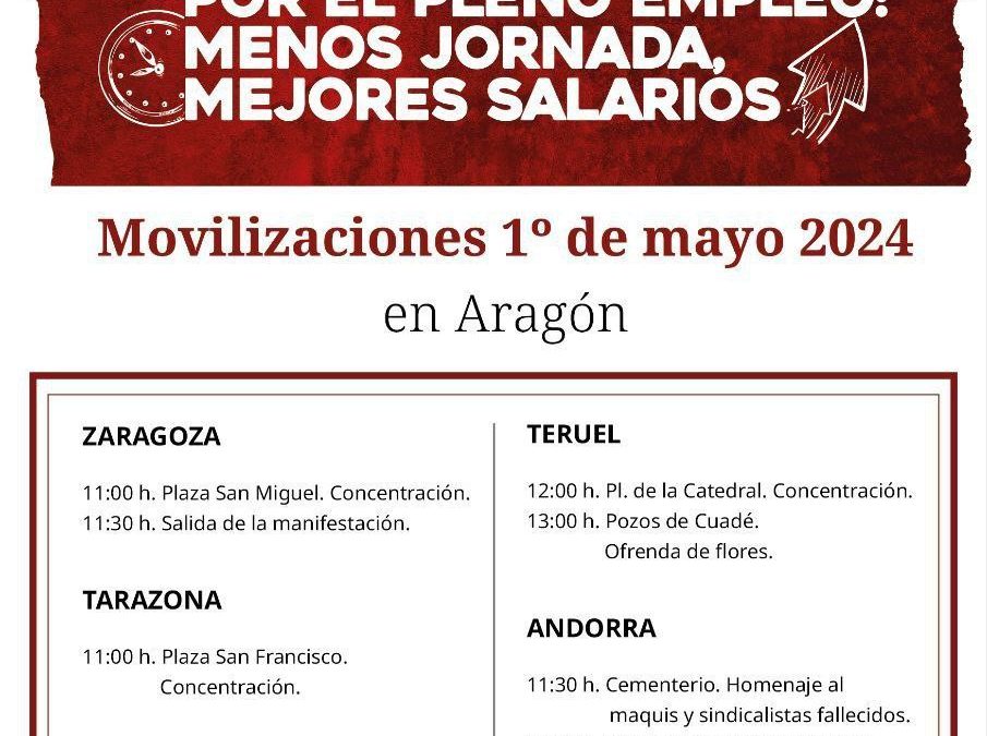 Por el pleno empleo: menos jornada, mejores salarios, Aragón