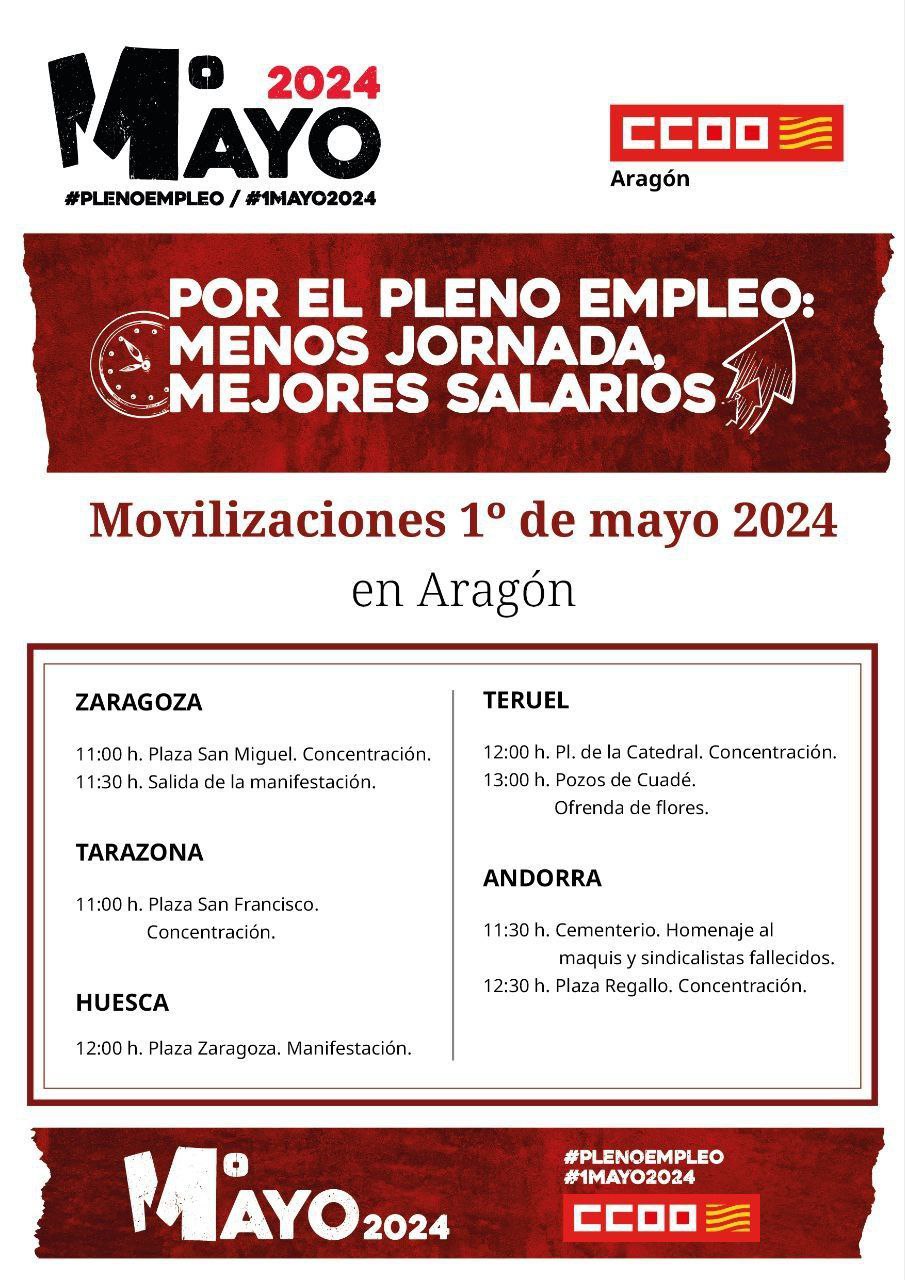 Por el pleno empleo: menos jornada, mejores salarios, Aragón