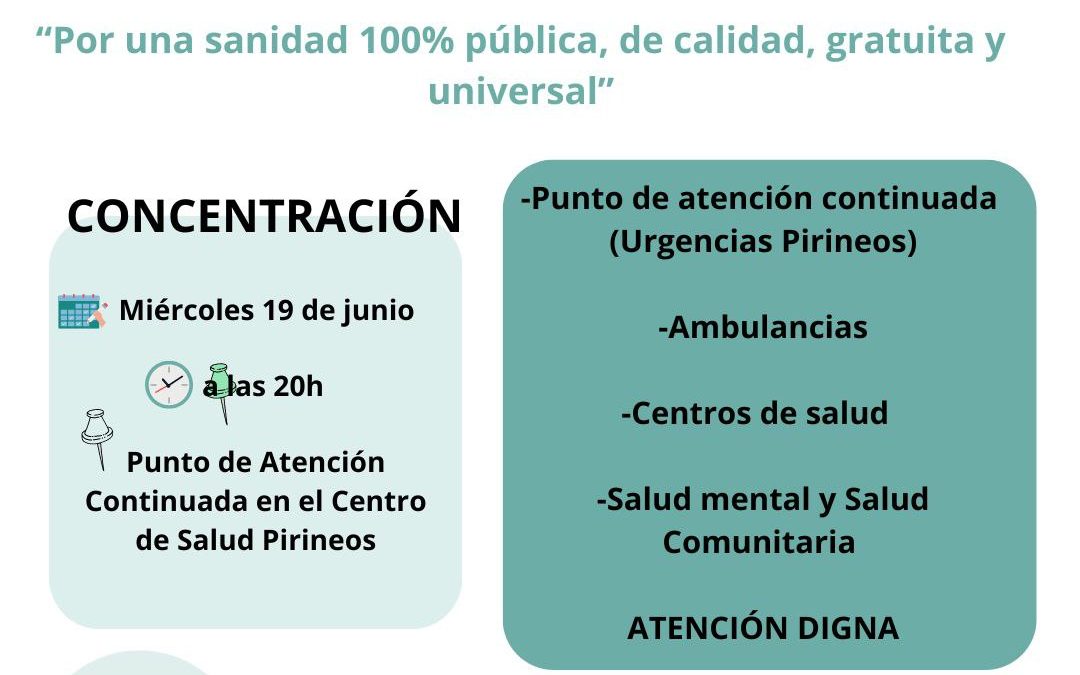 Izquierda Unida del Altoaragón respalda la convocatoria de la Plataforma en Defensa de la Sanidad Pública de Huesca