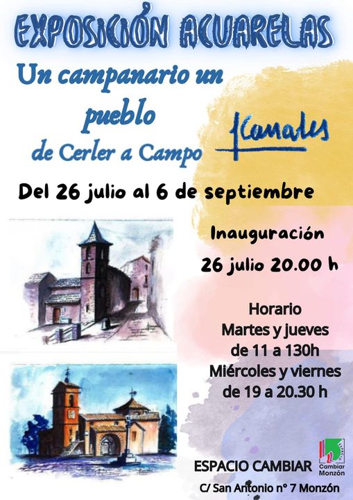 Exposición de Acuarelas: un campanario un pueblo