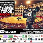Concentración contra la retransmisión de los toros en Aragón TV