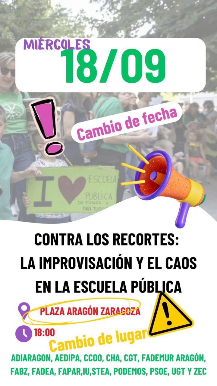 Contra los recortes, la improvisación y el caos en la Escuela Pública | Aragón