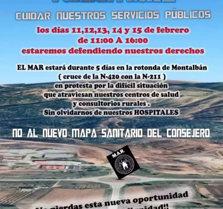 Participamos en las movilizaciones convocadas por el MAR en Montalbán en defensa de la sanidad pública