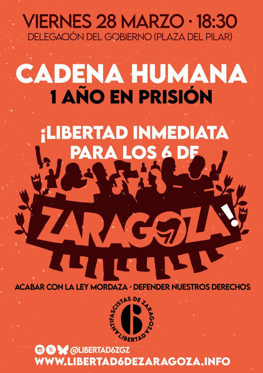 Cadena humana por Los 6 de Zaragoza