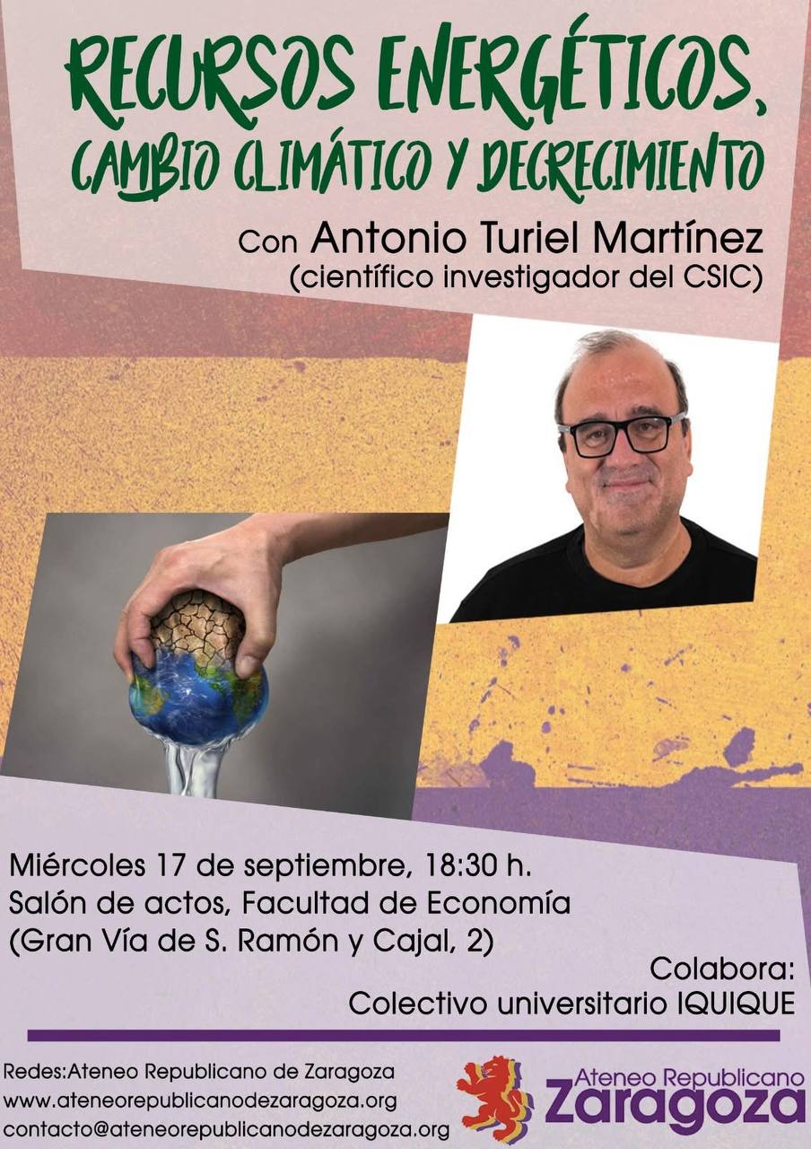 Charla: Recursos energéticos, cambio climático y decrecimiento