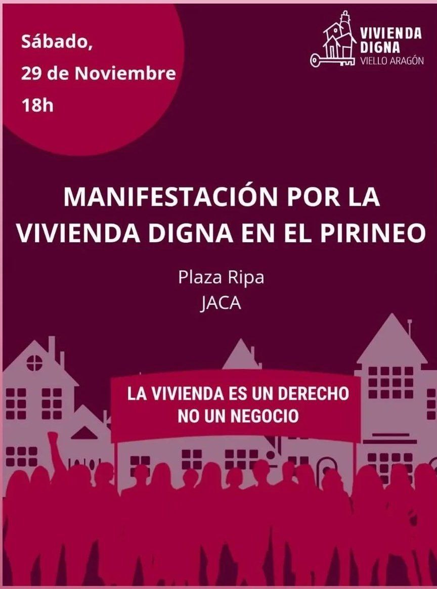 Manifestación por la vivienda digna en el Pirineo