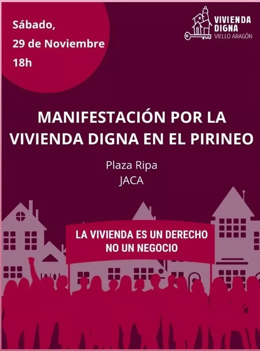 Manifestación por la vivienda digna en el Pirineo